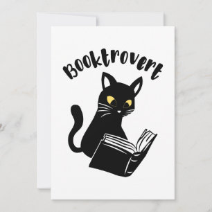 Booktrovert cat with book invitation