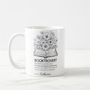 Booktrovert Definition Open Book Flowers Coffee Mug