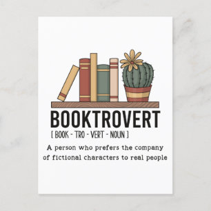 Booktrovert Dictionary Definition Book Postcard