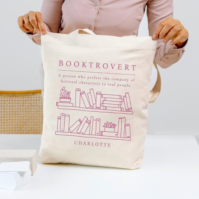 Booktrovert Editable Colour Book Lover Tote Bag (Creator Uploaded)
