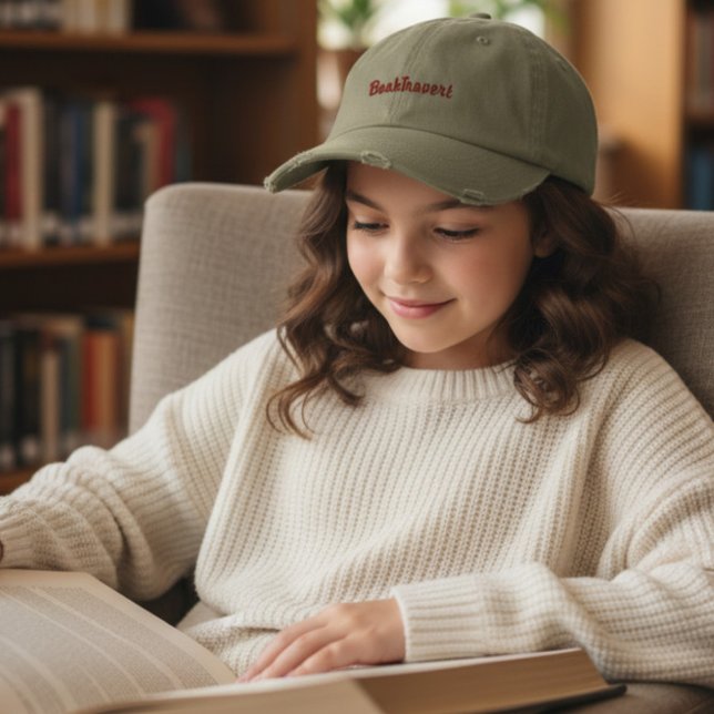 Booktrovert Light Olive Embroidered Hat (Creator Uploaded)
