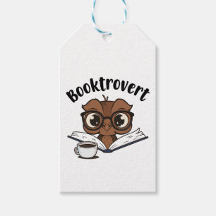 Booktrovert owl with book and coffee gift tags