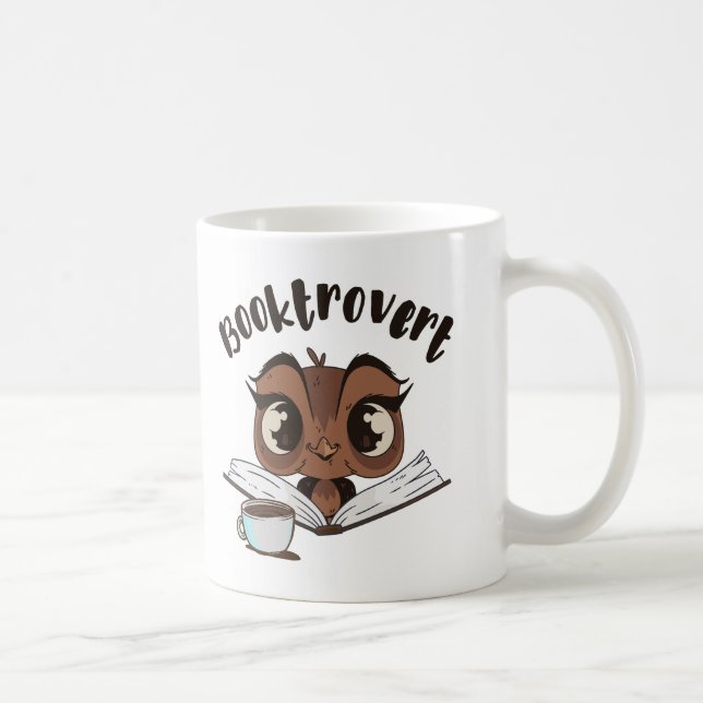 Booktrovert owl with book and coffee mug (Right)