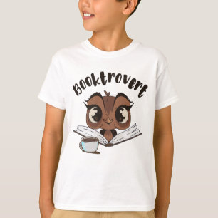 Booktrovert owl with book and coffee T-Shirt