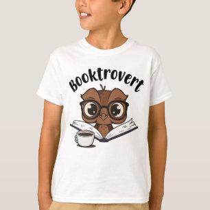 Booktrovert owl with book and coffee T-Shirt