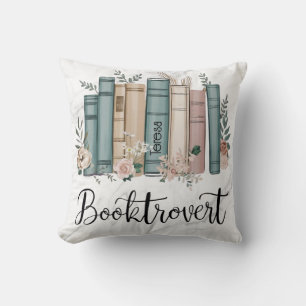 Booktrovert personalised watercolor books on shelf cushion