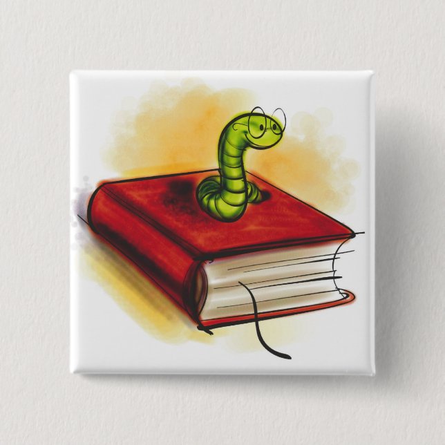 Bookworm 15 Cm Square Badge (Front)