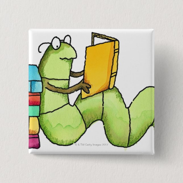 Bookworm 15 Cm Square Badge (Front)