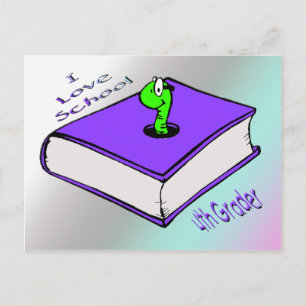 Bookworm 4th Grader - I love School Postcard