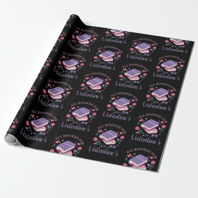 Bookworm - All Booked For Valentine's II Wrapping Paper (Unrolled)