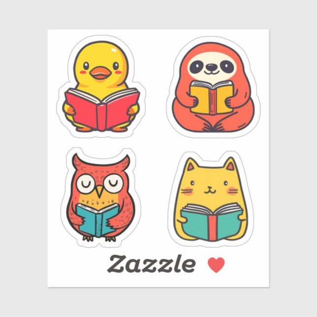 Bookworm Animals Reading Book Cute Bookish (Sheet)