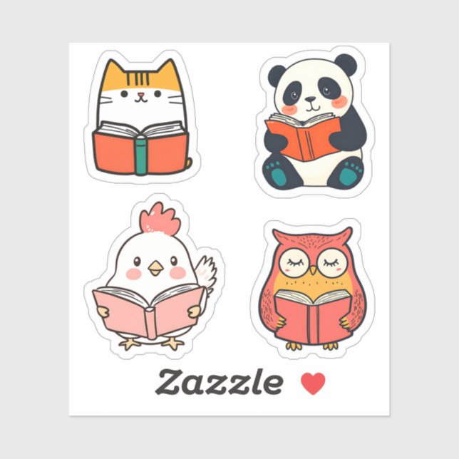 Bookworm Animals Reading Book Cute Bookish (Sheet)