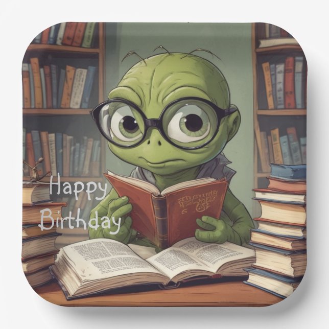 Bookworm Birthday Paper Plate (Front)
