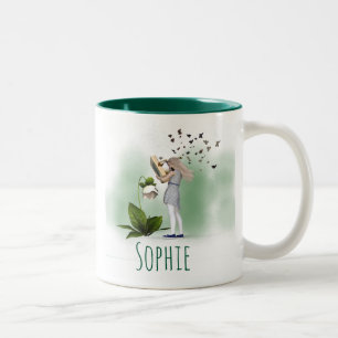 Bookworm book lover whimsical girl name Two-Tone coffee mug