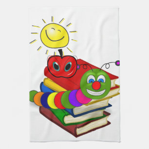 Bookworm, Books, Apple Kitchen Hand Towel