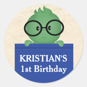 Bookworm Boy Birthday Classic Round Sticker
