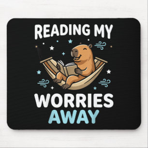 Bookworm capybara book - reading men women kids - mouse mat