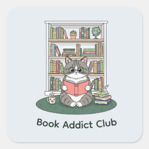 Bookworm Cat Cute Glasses Literature Enthusiast  Square Sticker