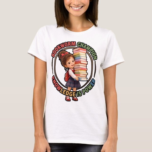 Bookworm Champion Knowledge Is Power T-Shirt (Front)