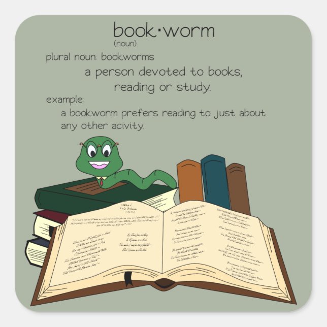 Bookworm - Change Colour Square Sticker (Front)