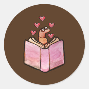 Bookworm Cute Bookish reader artwork  Classic Round Sticker