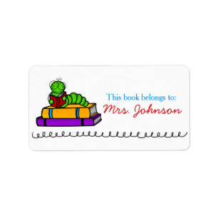 Bookworm Cute Teacher Book Labels