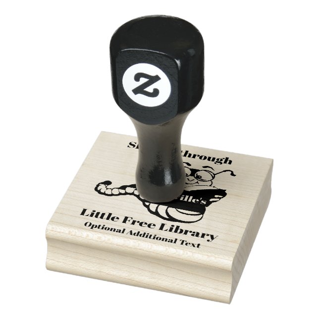 Bookworm Design Wooden Stamp (Stamp)