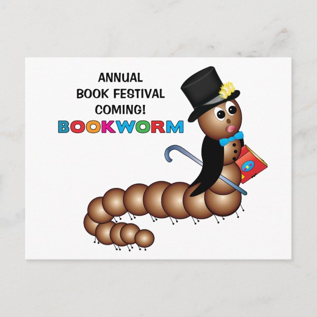 Bookworm Dressed in Tux Carrying Book Postcard (Front)