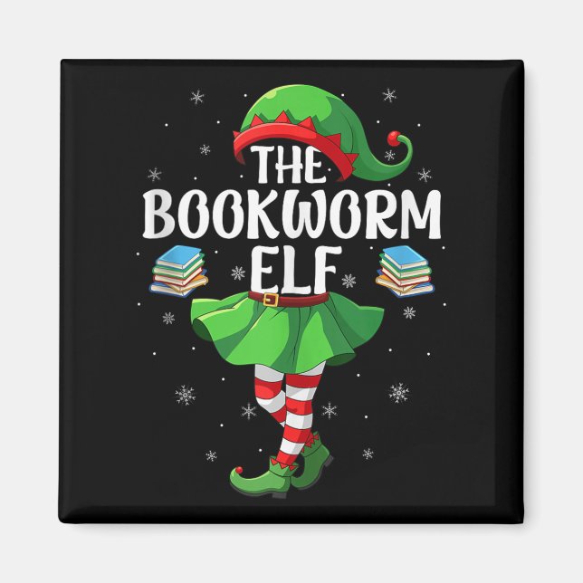 Bookworm Elf Christmas Girls Women Elf Squad Xmas  Magnet (Front)