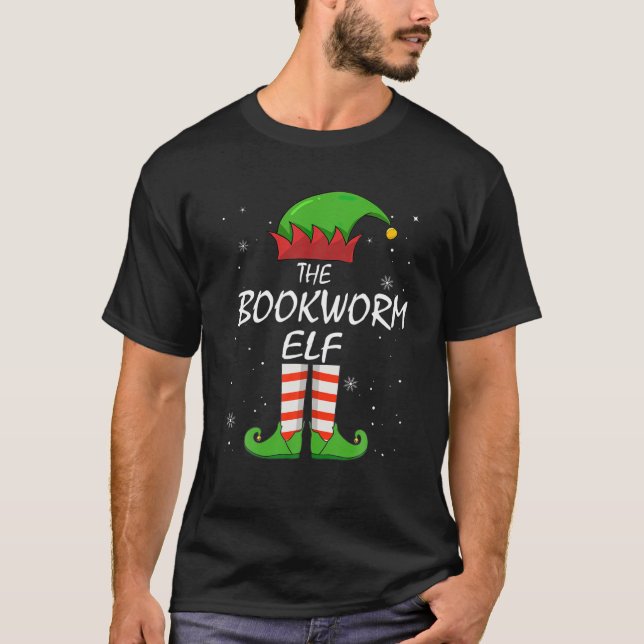 BOOKWORM Elf Family Matching Group Christmas Pajam T-Shirt (Front)