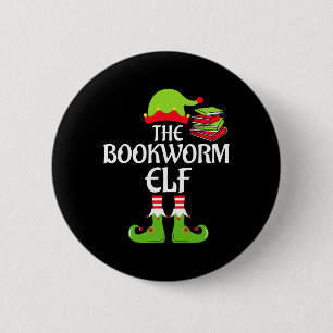 Bookworm Elf Matching Family Group Christmas Party 6 Cm Round Badge
