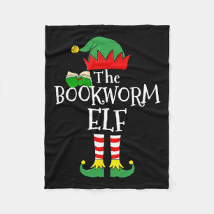 Bookworm Elf Matching Family Group Christmas Party Fleece Blanket