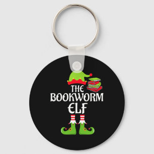 Bookworm Elf Matching Family Group Christmas Party Key Ring