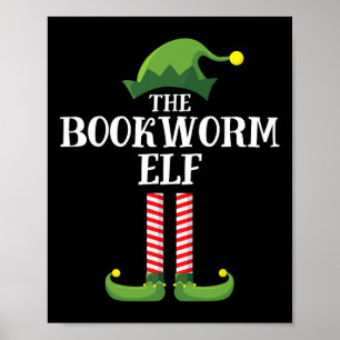 Bookworm Elf Matching Family Group Christmas Party Poster