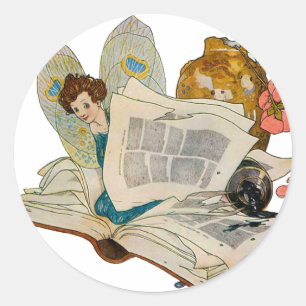 Bookworm Fairy Classic Round Sticker