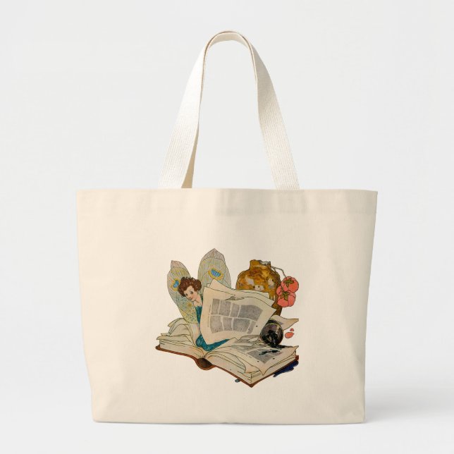 Bookworm Fairy Large Tote Bag (Front)
