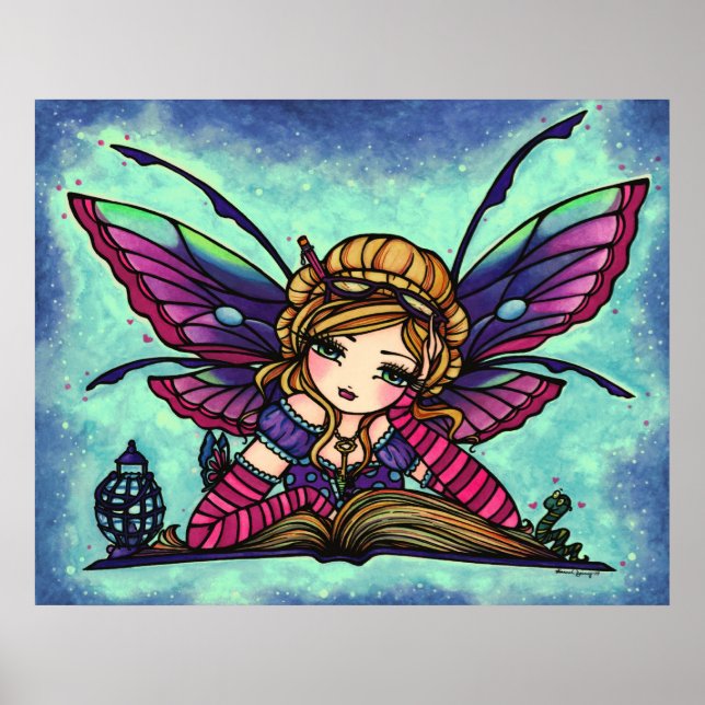 Bookworm Fairy Library Fantasy Art by Hannah Lynn Poster (Front)