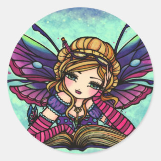 Bookworm Fairy Library Fantasy Art Stickers