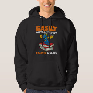 Bookworm Fantasy Animal Reading Retro Book Dragon Hoodie