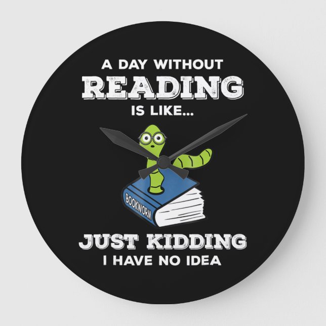 bookworm  funny book reading  literature gift large clock (Front)