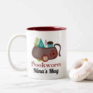 Bookworm Gift for Librarian or Book Club Two-Tone Two-Tone Coffee Mug