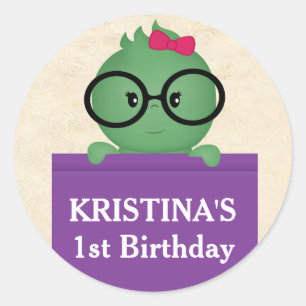 Bookworm Girl Birthday Classic Round Sticker
