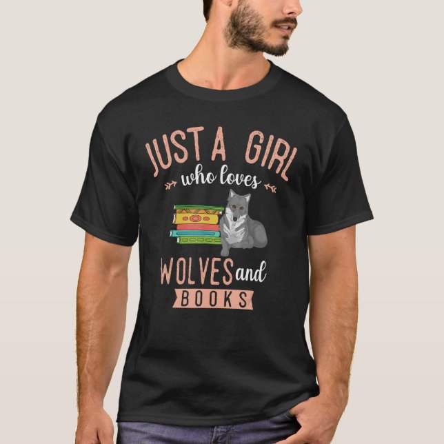 Bookworm Girls Forest Animal Book  Wolf Reading T-Shirt (Front)
