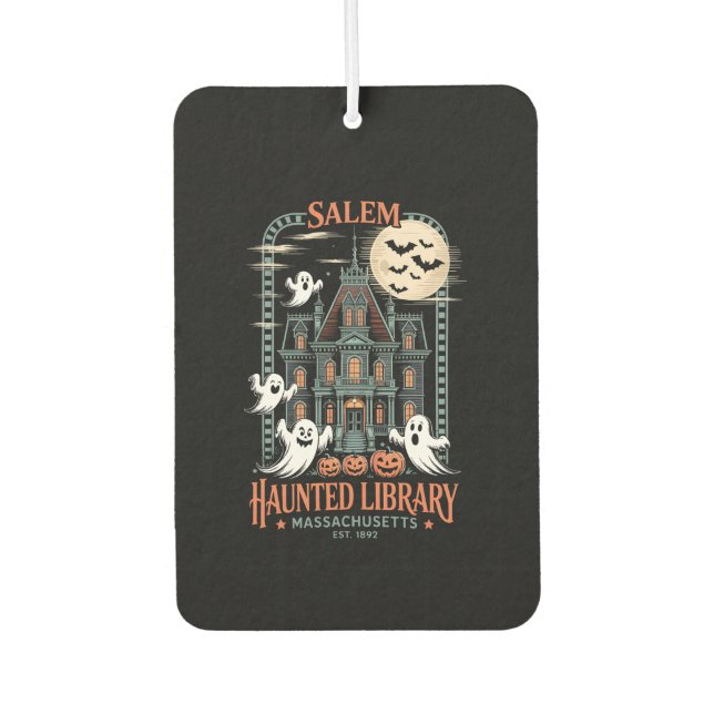 Bookworm Halloween Shirt Haunted Library Car Air Freshener (Front)