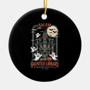 Bookworm Halloween Shirt Haunted Library Ceramic Tree Decoration