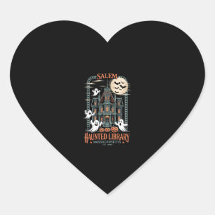 Bookworm Halloween Shirt Haunted Library Heart Sticker