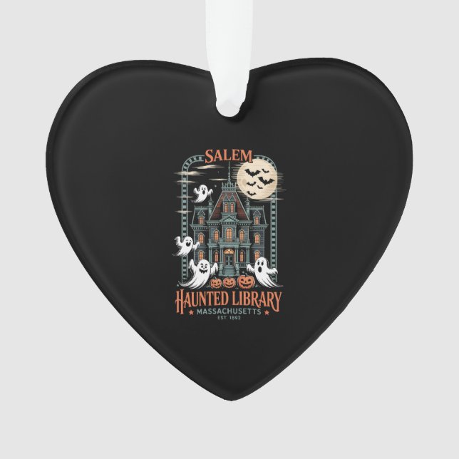 Bookworm Halloween Shirt Haunted Library Ornament (Front)