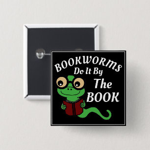 Bookworm Humour 15 Cm Square Badge