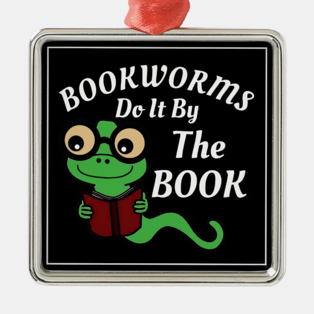 Bookworm Humour Metal Tree Decoration (Front)