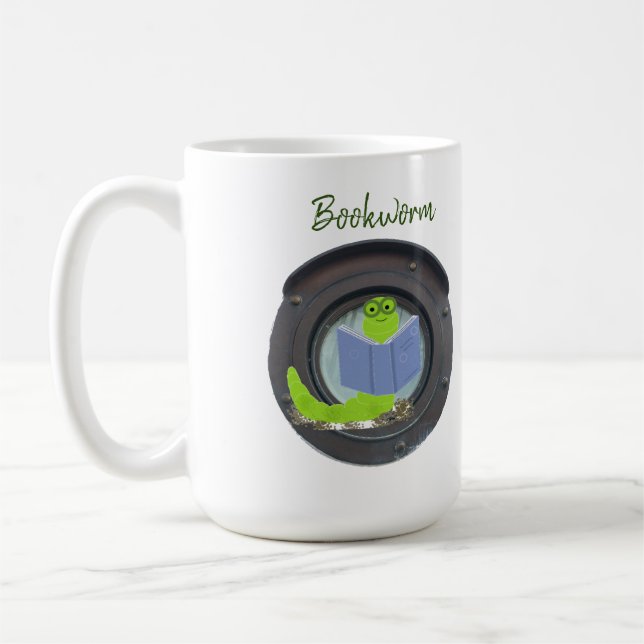 Bookworm in a Porthole Coffee Mug (Left)